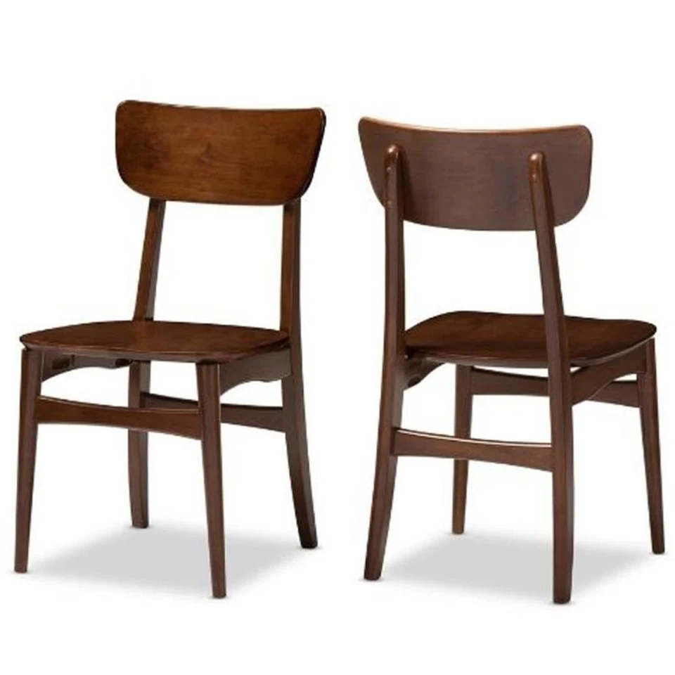 Silla auxiliar de comedor Baxton Studio Netherlands en nogal oscuro (juego de 2) Foto 1 de 4