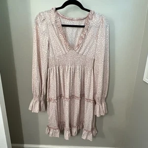 Savi Mom Sz M Long Sleeves Venice Ruffle Maternity Mini Dress Rose Floral  - Picture 1 of 5