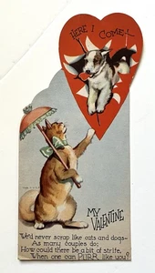 Vintage UNSIGNED Valentines Day Card Dog And Cat Purrrr Made in USA 8” - Picture 1 of 6