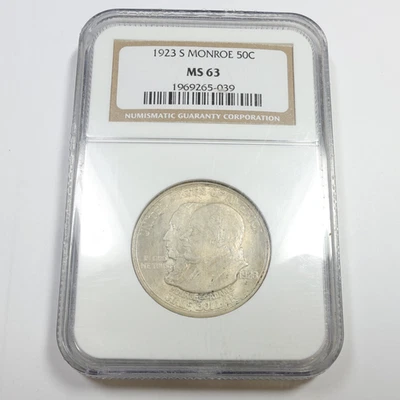 1923 S NGC MS63 - Silver Monroe Commemorative Half Dollar 50c US Coin #56902B - Image 1 of 3