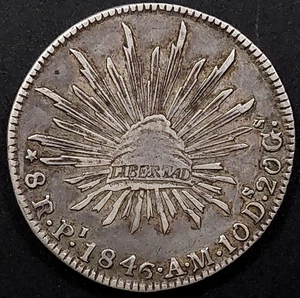 1846 Pi, AM Mexico 8 Reales silver coin! San Luis Potosi Mint! - Picture 1 of 4