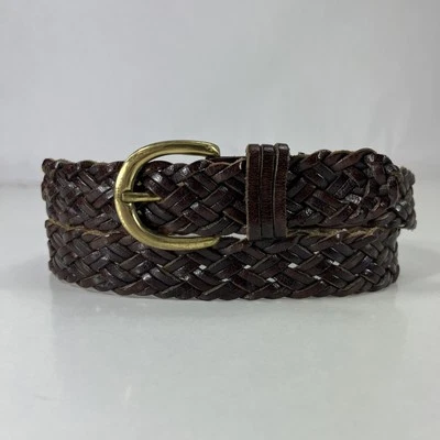 Donna Katz Brown Braided Genuine Leather Belt - Women's Size 30 - Image 1 of 4