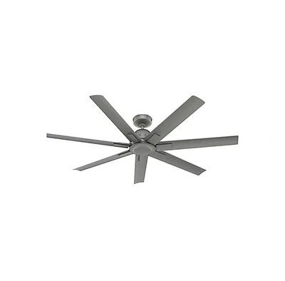 Hunter 60" Matte Silver 7 Blade Damp Rated Wall Control Ceiling Fan - Image 1 of 3