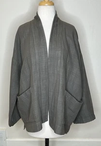 Eileen Fisher Gray Women's Open Front Jacket Cotton Linen S - Picture 1 of 10