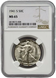 Medio dólar Walking Liberty 1941-S NGC MS65 - Imagen 1 de 2