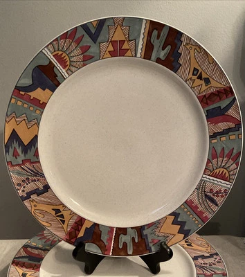Винтажная обеденная тарелка Studio Nova Deer Run 11 дюймов ацтекский дизайн отличное состояние - Изображение 1 из 3