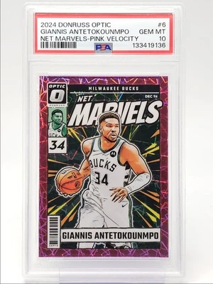 GIANNIS ANTETOKOUNMPO 2024-25 RED ÓPTICA MARAVILLAS VELOCIDAD ROSA /79 PSA 10 Q3464 Foto 1 de 2