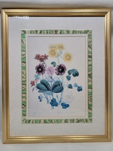 Botanical Flowers Print Vintage Framed Floral 48.5x40cm Gilt Frame Rare Prop - Picture 1 of 22