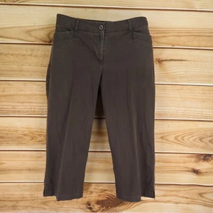 Tribal Capri Pants Mid Rise Straight Leg Womens Sz 10 Dark Brown Cotton Pockets - Picture 1 of 6