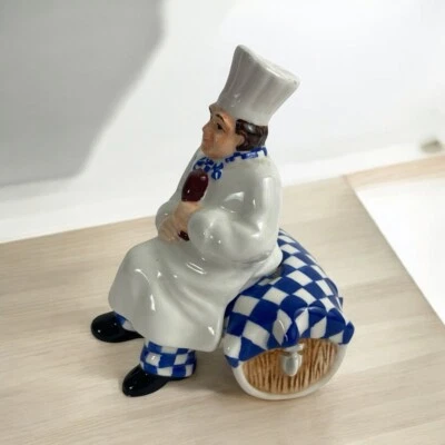 Bistro Chef Porcelain Salt & Pepper Shakers Set Decor Chef on Bench - Image 1 of 4