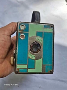 Art Deco Kodak Green Beau Brownie Doublet Lens Box Film Camera Rare - Picture 1 of 7