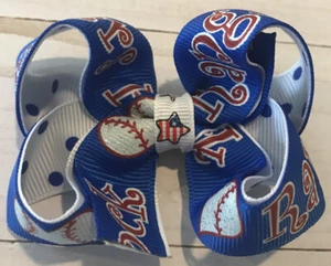 TaylorMade Custom Boutique Hair Bow TX Rangers Baseball New CLEARANCE - Picture 1 of 1