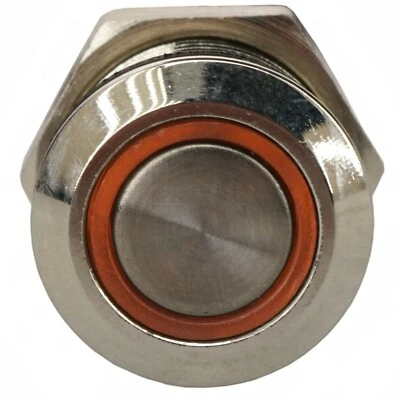 Pulsador de metal roscado de 12 mm, momentáneo, LED amarillo, 12-24vdc, ip65, spst Foto 1 de 4