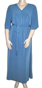 Haute Hippie Tribe Knit Maxi Dress w/ Fringe Belt, Slate Blue Large A394298 - Picture 1 of 4