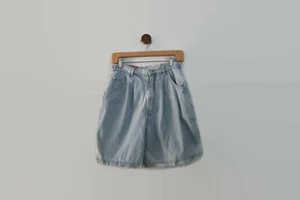 A.M.I Denim Shorts Vintage High Waisted Cotton Shorts Pleated Mom - Picture 1 of 6