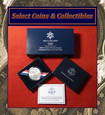 2002-P Salt Lake Olympic Silver Dollar Unc US Mint Commemorative OGP and COA - Image 1 of 4