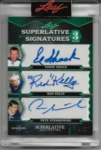 Shack Kelly Stemkowski 2020-21 Leaf Superlative Emerald Auto Triple SP #4/5 - Picture 1 of 1
