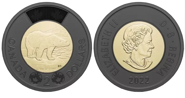 2022 Canada Black Ring Solemn Toonie commemorates Queen BU - Image 1 of 1