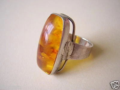 835 Silber Ring Bernstein Fischland Pressbernstein Honig 5,0 g/Gr.54 - Bild 1 von 4