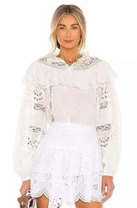LoveShackFancy Women's Orlando Top Blouse in White Size Small - Picture 1 of 8