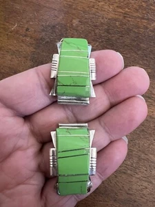 Native American Navajo Green Gaspeite Inlay  Watch Tips Large Stunning # C - Picture 1 of 9