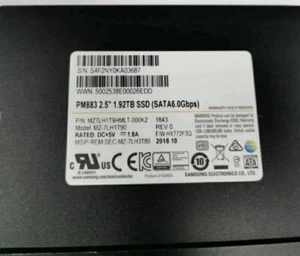 Samsung PM883 1.92TB 2.5" SSD SATAIII MZ-7LH1T90 SATA 6.0Gbps MZ7LH1T9HMLT-000K2 - Picture 1 of 2