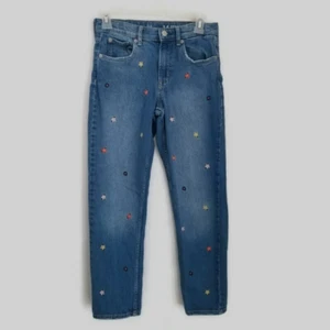 Gap Jeans Girls 14 Pencil Slim Ankle Floral Embroidery High Rise Adj Waist 24x25 - Picture 1 of 10