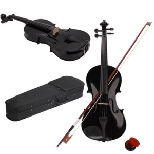 4/4 Full Size Acoustic Adult Violin Fiddle Black with Case Bow Rosin w/ Gift - Picture 1 of 8