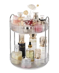360° 2-Tier Rotary Makeup Organizer – Bathroom Counter & Skincare Storage - Picture 1 of 5
