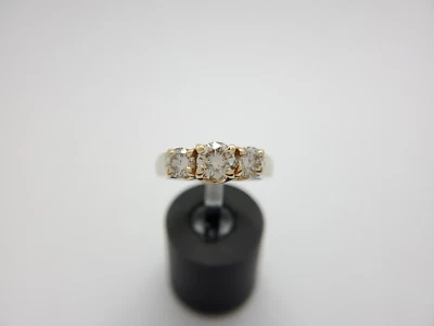 Estate 14k White Gold Natural Round Diamond 1.5 CT Three-Stone Ring - Image 1 of 4