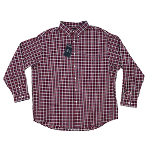 Roundtree Yorke Oxford Men Size XL Dark Red Multi Color Plaid Long Sleeve Shirt - Picture 1 of 8