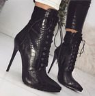 Sexy Ankle Boots Women High Heels Fashion Pointed Toe Shoes  New Lace-Up Boots