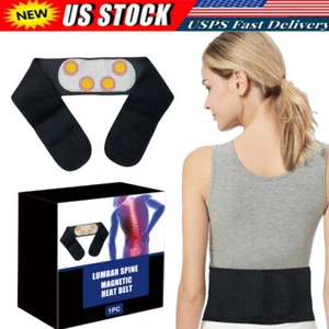 Magnetic Self Heating Belt Back Support Brace Lumbar Lower Waist Pain Relief - Picture 1 of 12