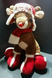 Rudolph la renna dal naso rosso Dan Dee peluche 12" peluche guantone sciarpa cappello - Foto 1 di 10