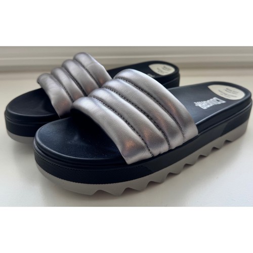 PUMA Cougar Prato L Sandalo Slide (Donna) Argento Metallizzato Taglia 9 Nuovo senza scatola