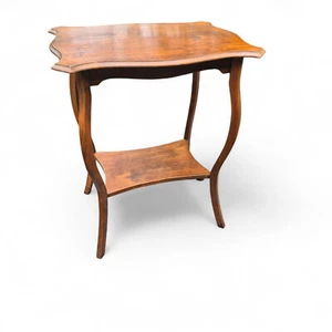 Antique Art Deco French Style Oak Side Table Curved Legs Vintage - Picture 1 of 9