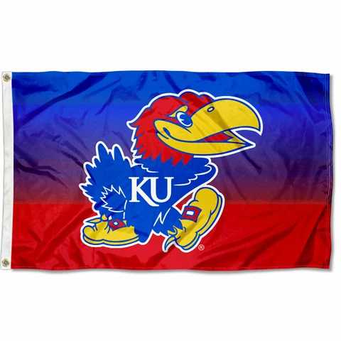 Kansas Jayhawks Two Tone Gradient Flag Large 3x5 Cover