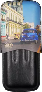 3er Zigarren Schiebeetui Leder Schwarz / Bunt - Länge 150 mm - Innen-∅ 23 mm - Bild 1 von 2
