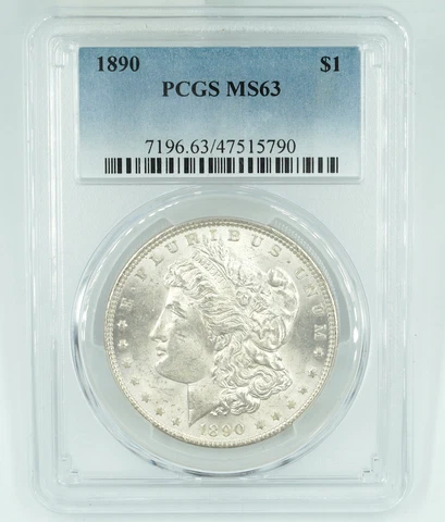1890-P PCGS MS63 Morgan Silver Dollar Blast White Cover