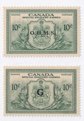 MATT'S STAMPS CANADA SCOTT #EO1-EO2 OFFICIAL SPECIAL DELIVERY ISSUES MH CV$42.50 - Image 1 of 3