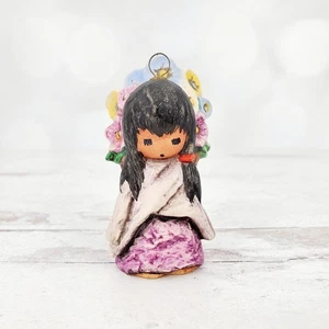 Vintage 1986 Goebel Degrazia Flower Indian Girl Ceramic Ornament 3" - Picture 1 of 6