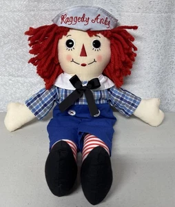Vintage 1970er Markenlos 15 Zoll Raggedy Andy Puppe bestickt Stoff Plüsch R - Bild 1 von 4