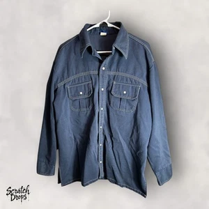 Vintage Herren 70er Jahre Sears Shacket Jeans Joint The Mens Store Jacke Hemd Blau XL - Bild 1 von 4