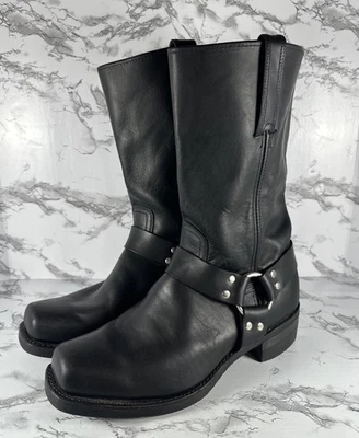 Frye 12R Men’s Harness Leather Boots Black Sz 12M Motorcycle Buckle Square Toe - Image 1 of 4