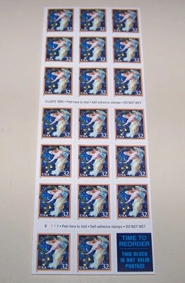 US Midnight Angel 32c Stamp Pane Book Scott #3012a - Holidays - Image 1 of 3