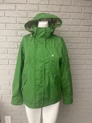 Chaqueta de lluvia Weather Tamer verde extraíble con capucha cortavientos talla S Foto 1 de 4