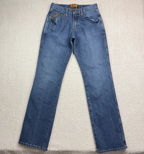 Ariat Rebar Jeans Herren 30 x 36 blau M4 niedriger Bund Boot Cut mittlere Waschung Denim gebraucht, in einwandfreiem Zustand - Bild 1 von 18