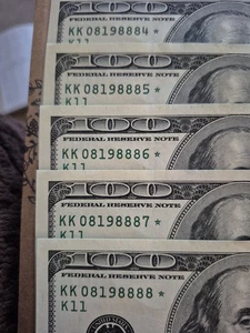 5 UNCIRCULATED 2006A 100$ LOW SERIAL **STAR NOTES ** W/ Repeated Numbers 8888! - Picture 1 of 4