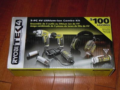 Ryobi TEK4 5-pc Kit Screwdriver Headphones Flashlight Snips Power Pack 2 Batts - Image 1 of 4