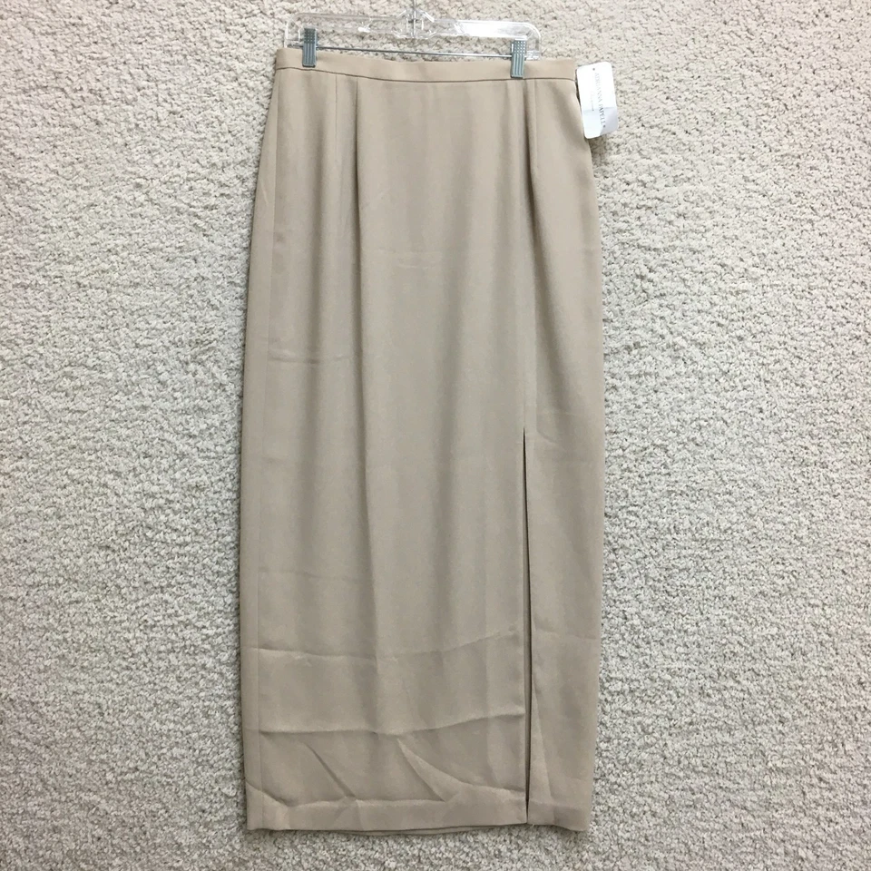 NUEVA Falda Adrianna Papell 16 Adulto Beige Maxi Recta Lápiz Abertura Lateral Para Mujer Foto 1 de 4